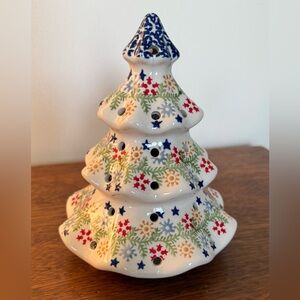 Polish Pottery Ceramic Christmas Tree Luminary